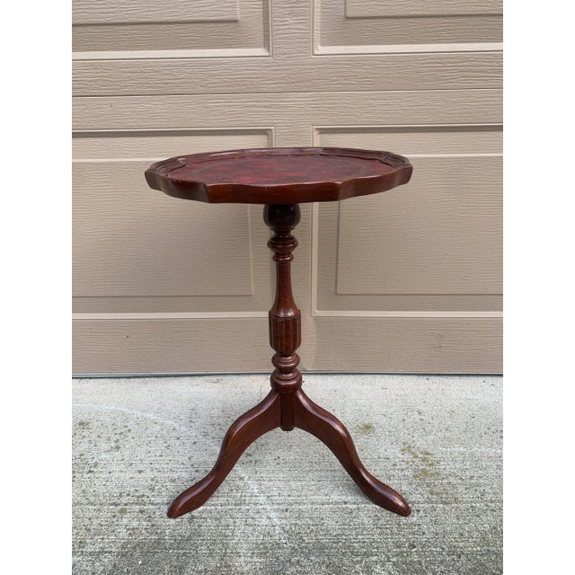 Georgian Revival Mahogany Drinks Table With Burgundy Tooled Leather Top For Sale - Image 9 of 9