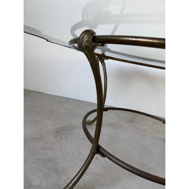 Vintage Hollywood Regency Style Scalloped Brass Frame With Glass Top Coffee Table For Sale - Image 15 of 18