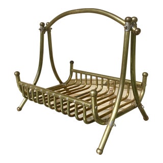 1960s Mid-Century Brass Magazine Rack For Sale