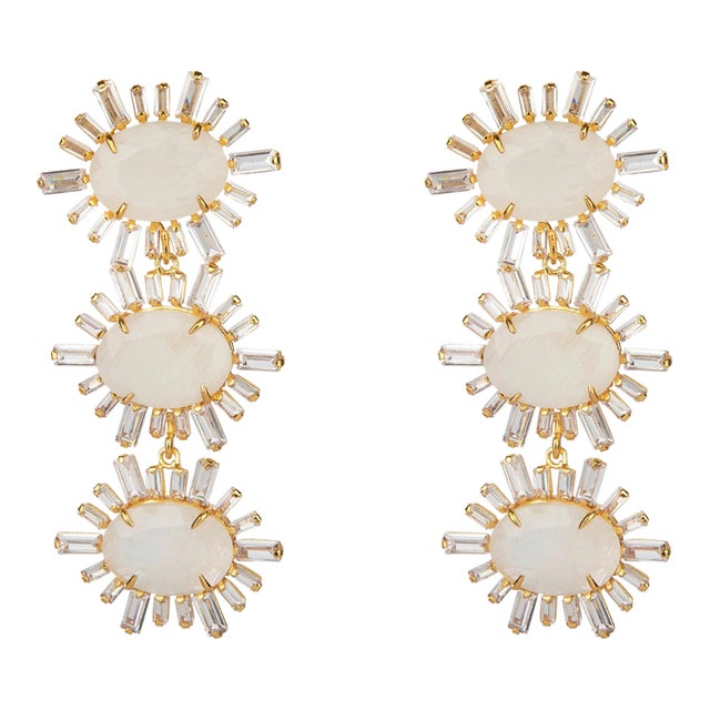 Ann-Margaret Statement Earrings in White, a pair For Sale