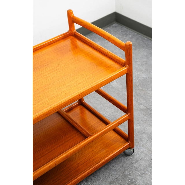1960s Serving Bar Cart Trolley Johannes Andersen Teak Silkeborg For Sale - Image 11 of 12