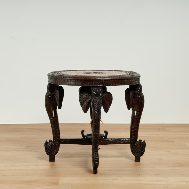 English Antique Anglo Indian Inlaid and Carved Table or Stand For Sale - Image 3 of 17