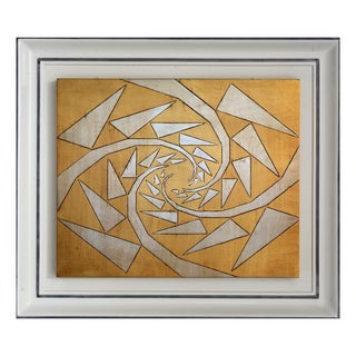 Giuseppe Caiafa, Attrazione Spezzata Optical Panel, Carved Wood with Gold and Silver Leaf For Sale