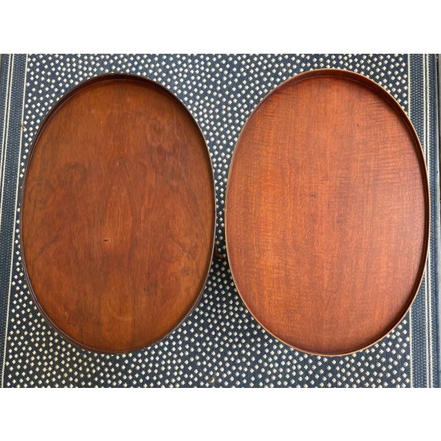 Hepplewhite 1940s Mersman Mid Century Mahogany Inlaid Wood Side Tables - Set of 2 For Sale - Image 3 of 12