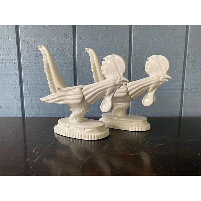 Pair of Early 20th Century Japanese White Glazed Rooster Figures For Sale In Washington DC - Image 6 of 6
