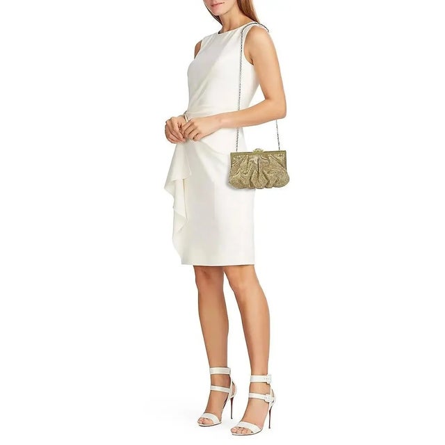 Metal 2023 Judith Leiber Natalie Crystal Clutch Shoulder Evening Bag Minaudiere Champagne Gold For Sale - Image 7 of 11