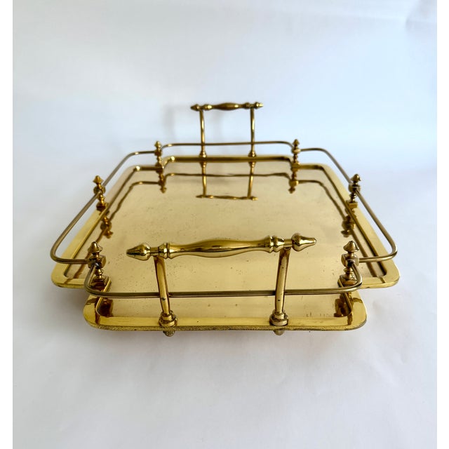 Large Vintage Hollywood Regency Style Brass Tray For Sale In Los Angeles - Image 6 of 9