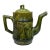 19th Century French Green Majolica Bamboo Teapot Salins For Sale