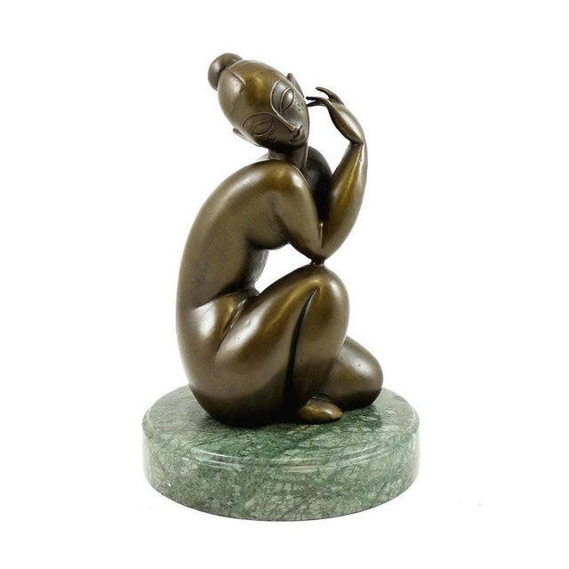 Art Deco Female Nude Sculpture, 20th Century, Patinated Bronze For Sale - Image 6 of 8