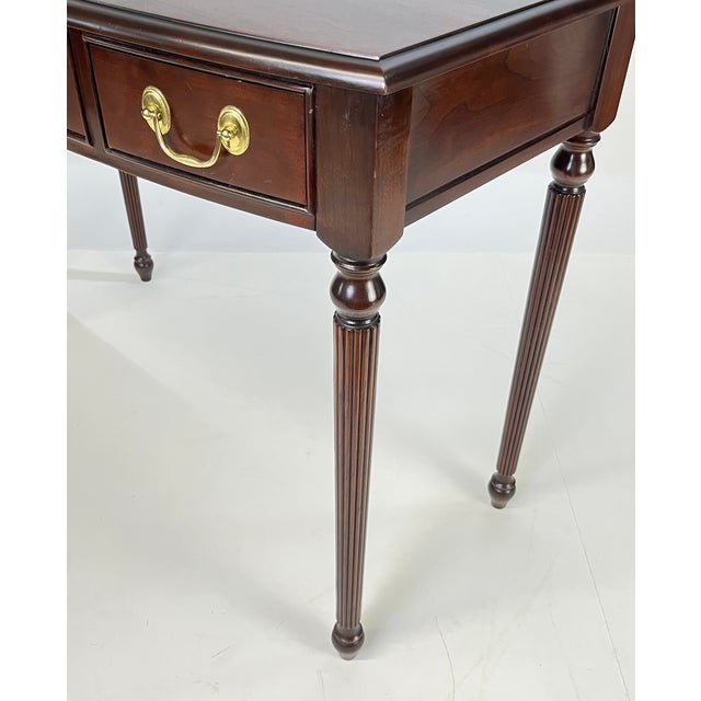 Vintage Harden Furniture "Circa 1991" Collector's Edition Cherry Bowfront Console / Writing Desk For Sale - Image 10 of 16