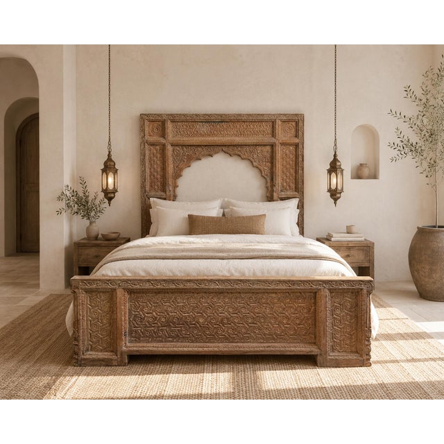 Cal King Carved Ahora Arch Bed Frame For Sale - Image 10 of 10
