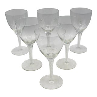 C. 1990s Set of Six Stuart Iona Crystal Wine Glasses For Sale