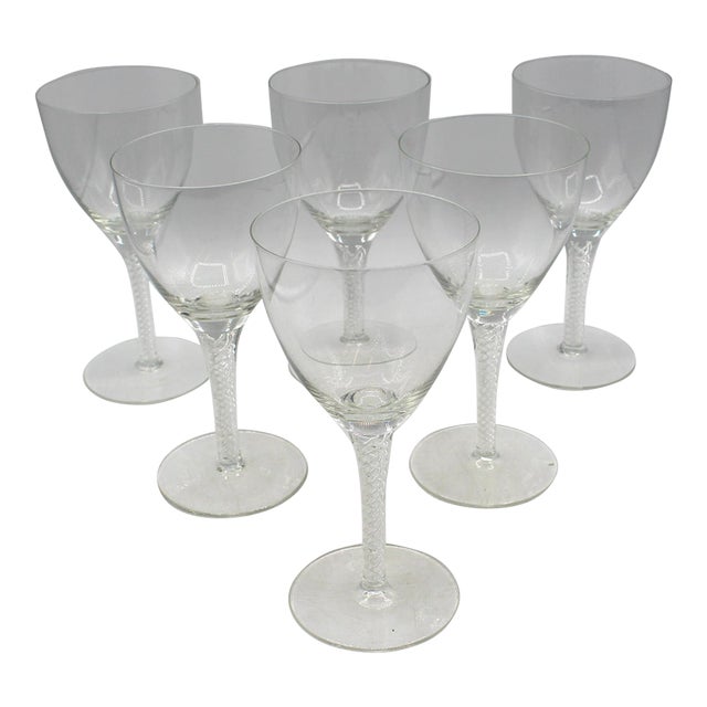 C. 1990s Set of Six Stuart Iona Crystal Wine Glasses For Sale