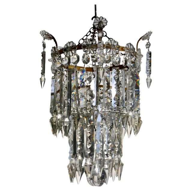 Waterfall 2 Tier Crystal Chandelier, 1920s For Sale - Image 8 of 8