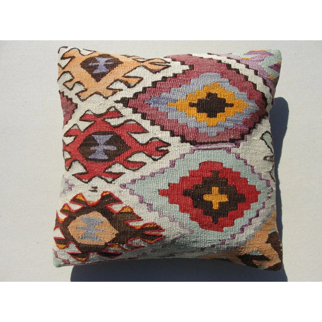 Boho Chic Kilim Rug Pillow For Sale - Image 3 of 11