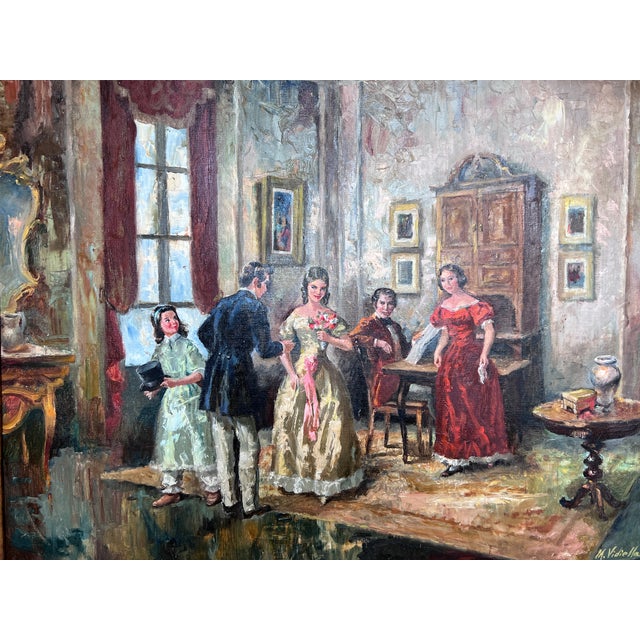 M. Vidiella (Europe 20th Century) Oil Painting on Canvas, Genre Scene, Framed For Sale In Jacksonville, FL - Image 6 of 12