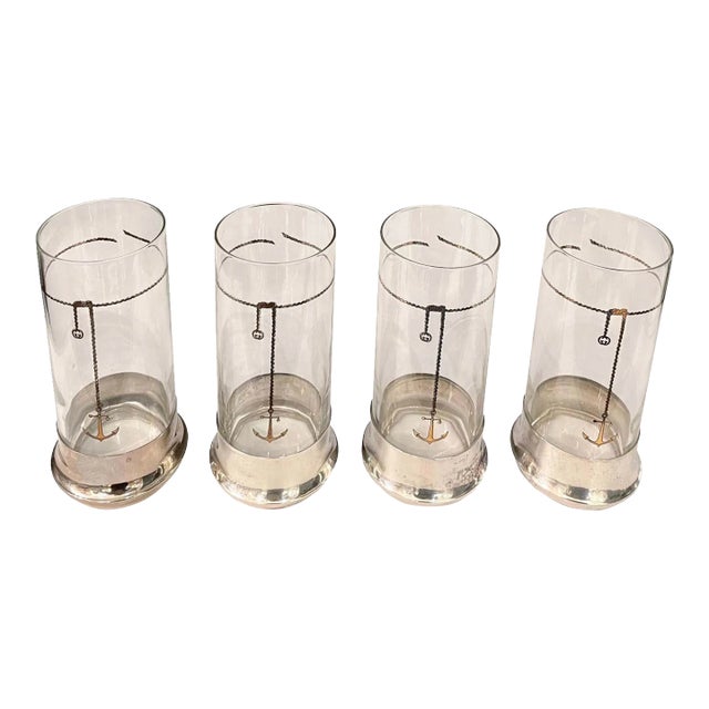Vintage Gucci Highball Glassware with Silverplate Bases - Set of 4 For Sale