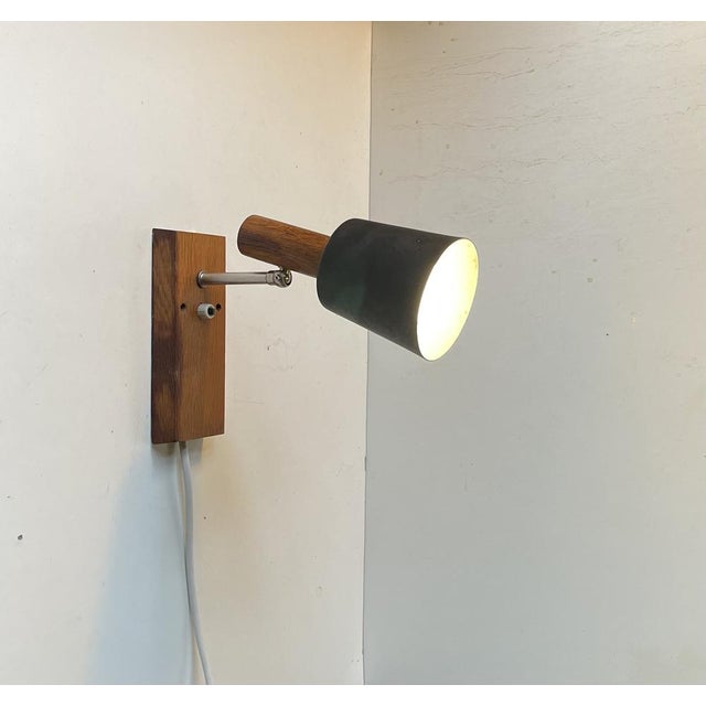 Lyfa Adjustable Black and Teak Silva Wall Lamp from Lyfa, 1960s For Sale - Image 4 of 12