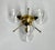 Italian flush mount with 4 clear pebble shaped Murano glass shades mounted on solid brass frame in lacquered polished...