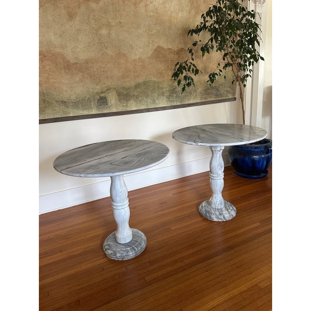 Stone Vintage Italian Carrara Marble Bistro Tables For Sale - Image 7 of 8