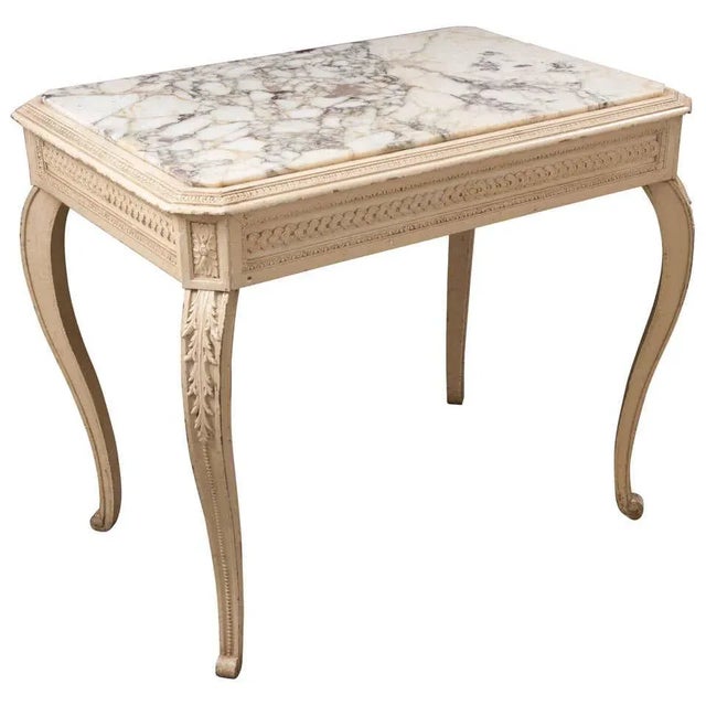 19th Century French Louis XV Style Painted Marble-Top Table For Sale - Image 9 of 9
