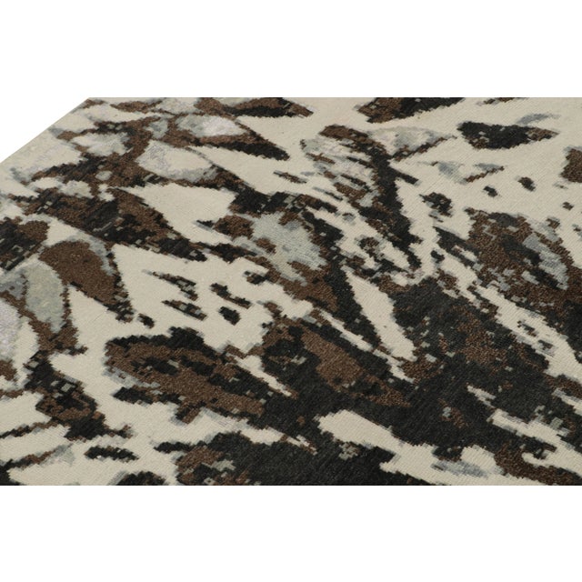 2010s Rug & Kilim’s Modern Art Deco Style Rug in White and Black Abstract Pattern For Sale - Image 5 of 7