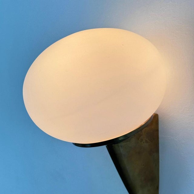 Italian Lancia Wall Sconces in Brass and Opaline Glass attributed to Stilux Milano, 1960s, Set of 2 For Sale - Image 9 of 14