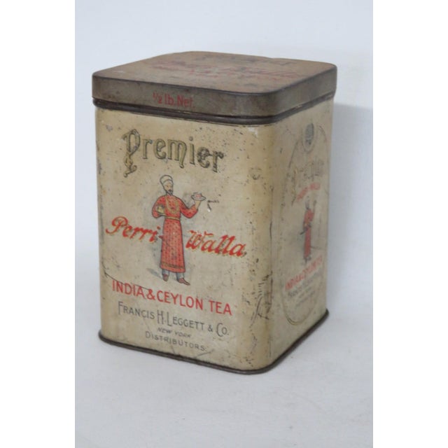 Metal Premier Perri Walla Tea Tin Box India and Ceylon Francis H Leggett and Co 4892b For Sale - Image 7 of 14