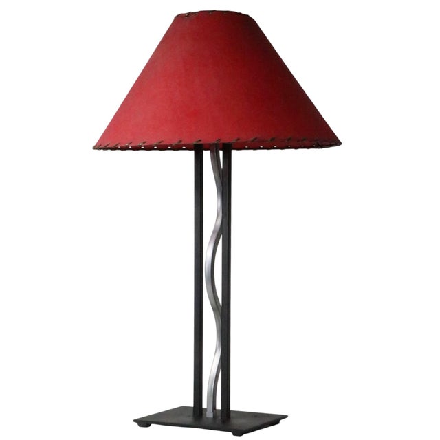 Metal Wave Form Post Modern Memphis Style Table Lamp C. 1980's For Sale - Image 11 of 12