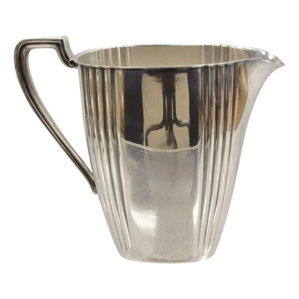 Vintage English Art Deco Silver Plated Open Water Pitcher | Chairish