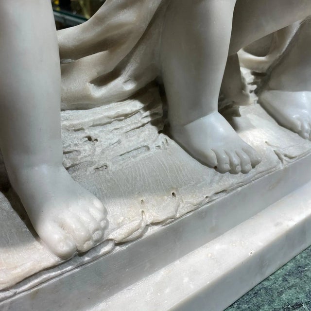 Stone Putti Musicians Marble Sculpture For Sale - Image 7 of 13