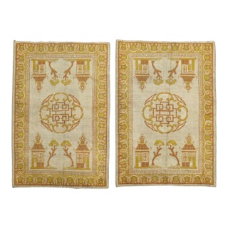Matching Pair of Antique Khotan Rugs - 2'8" x 3'9" For Sale