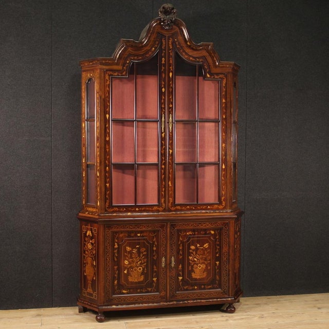 Vintage Dutch Inlaid Display Cabinet, 1970 For Sale - Image 13 of 13