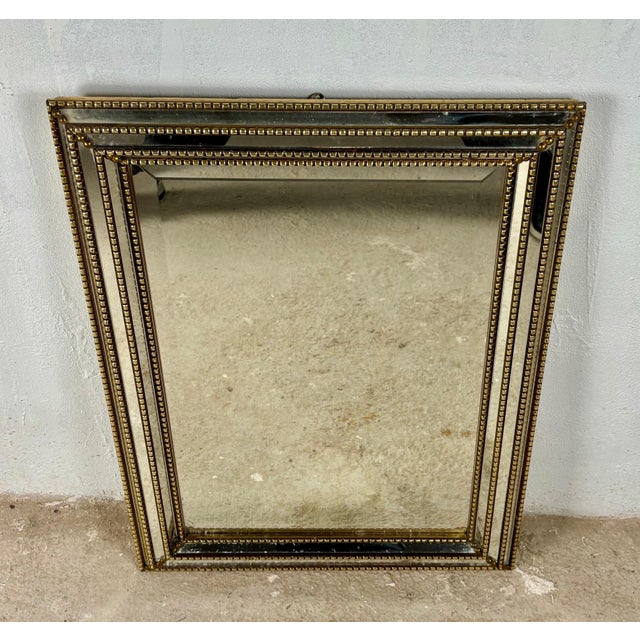 1950s Brass and Beveled Glass Wall Mirror, Mid-20th Century For Sale - Image 5 of 14
