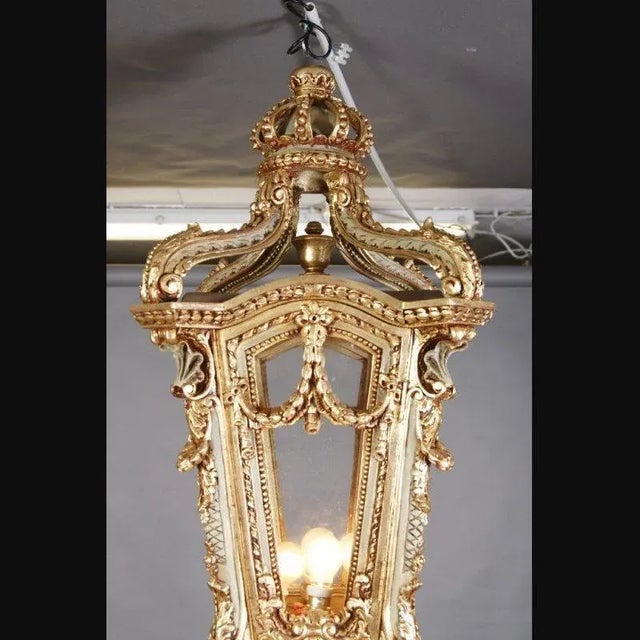 Large Beech Lantern Floor Lamp in Louis XV Style For Sale - Image 6 of 10