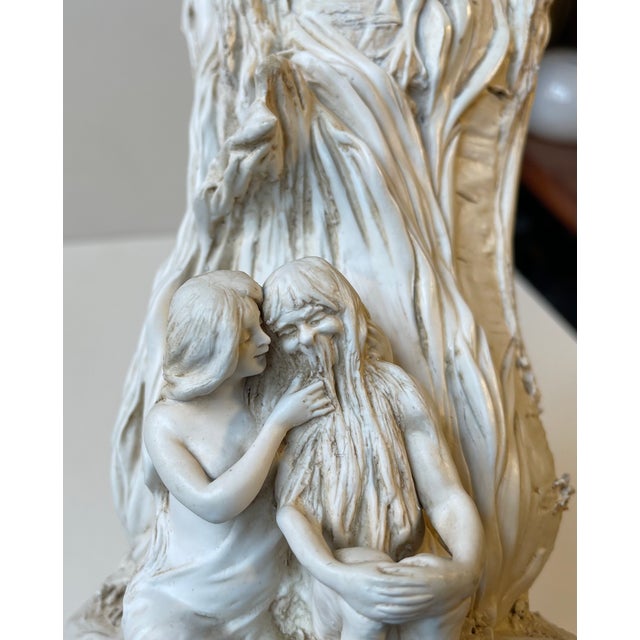 Antique Bohemian Enchanted Fairy Tail Tree Trunk Vase in Porcelain, 1890s For Sale - Image 3 of 15