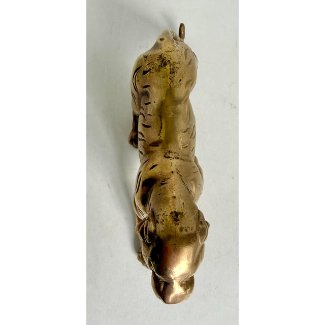 Metal Vintage Solid Brass Tiger Sculpture Hollywood Regency Animal Figure For Sale - Image 7 of 8