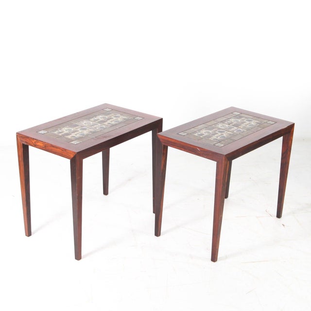 Coffee Tables in Rosewood and Ceramic, 1970s, Set of 3 For Sale - Image 4 of 18