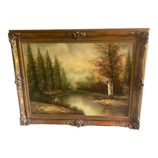 Vintage Framed Signed Oil Painting in Gold Gilded Frame For Sale