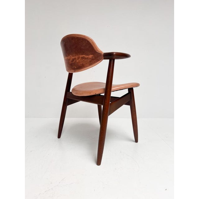 Brown Leather Cowhorn Chair, 1970s For Sale - Image 6 of 14