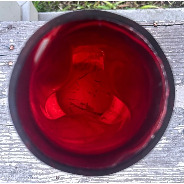 Ruby Red Circa 1900 Bohemian Josef Rindskopf Art Nouveau Iridescent Ruby Red Glass Striated Twist Vase For Sale - Image 8 of 11