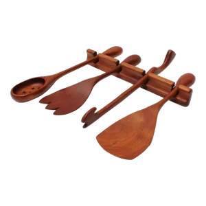 Vintage American Studio Craft Four-Piece Cherrywood Salad Set