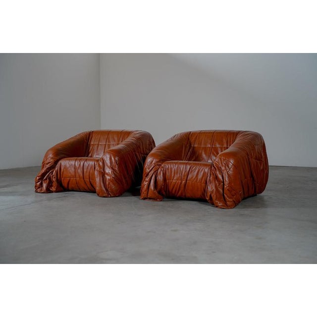 Brown Piumino Lounge Chairs, Italy, 1970s, Set of 2 For Sale - Image 8 of 18