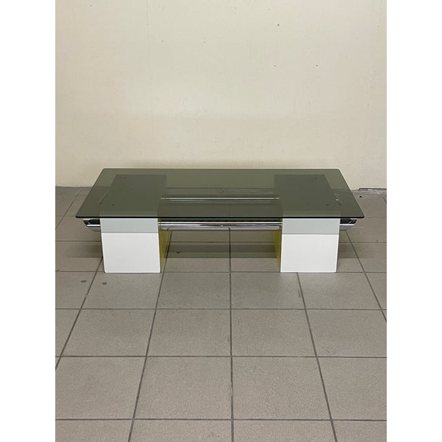 Metal Coffee Table in Colored Formica and Glass, 1970s For Sale - Image 7 of 18