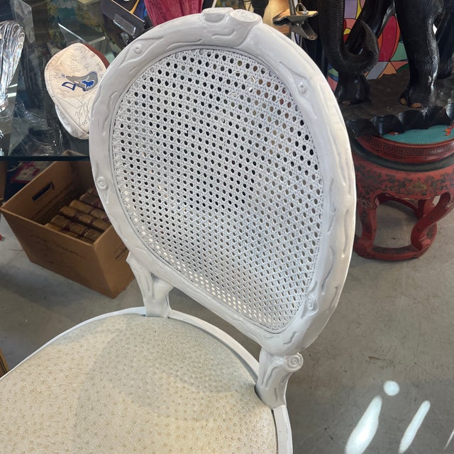 Mid 20th Century Faux Bois Twig Branch Chairs (Pair) - Mid 20th Century Carved Art Nouveau Chairs With Faux Ostrich Upholstery & Cane Back For Sale - Image 5 of 11