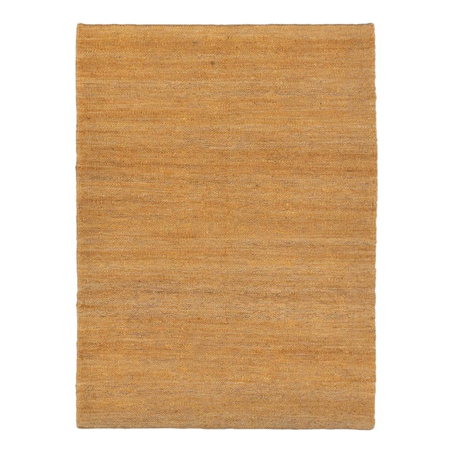 Gold Solid Handwoven Premium Natural Jute Yarn Flatweave Rug 8x10 Ft. For Sale
