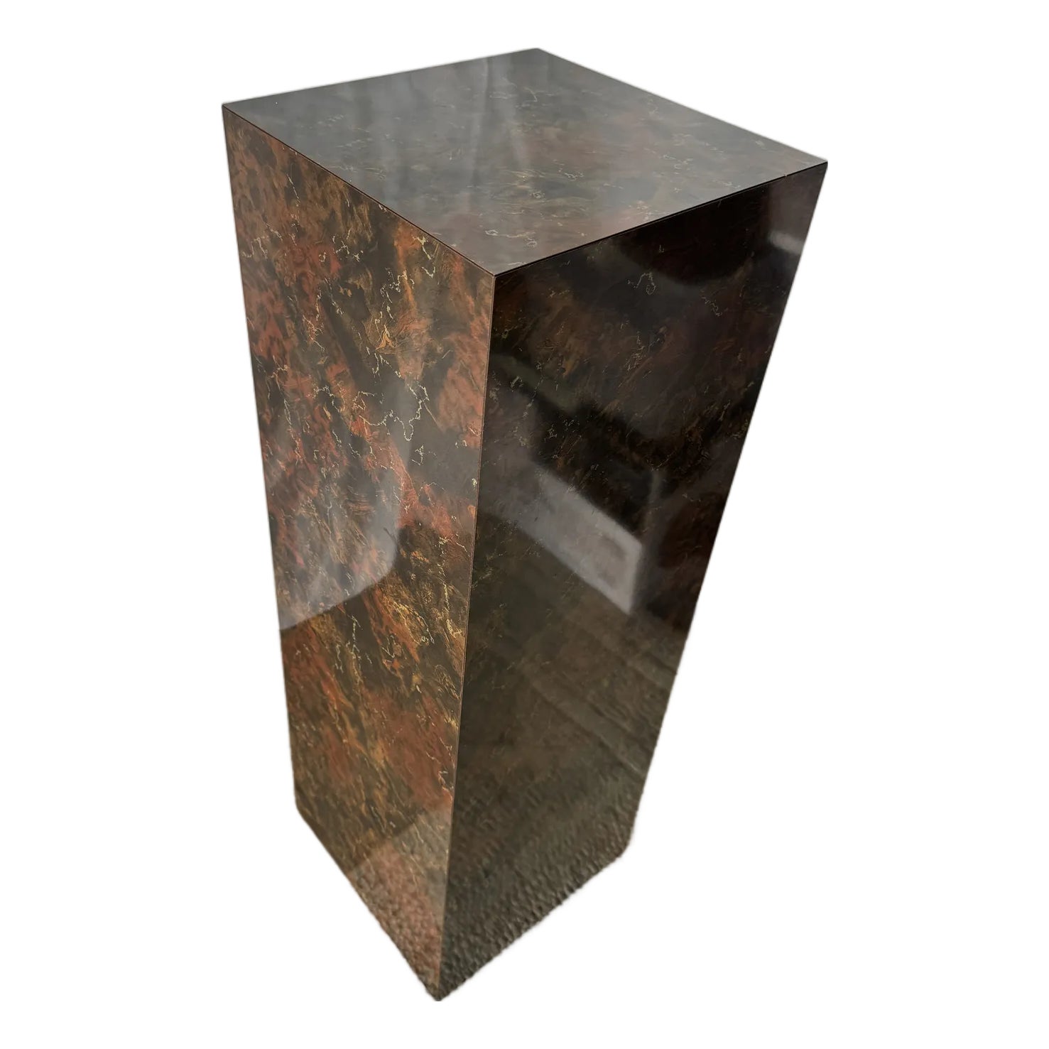 Mid-Century Modern Faux Burl Wood Milo Baughman Style Column Pedestal ...