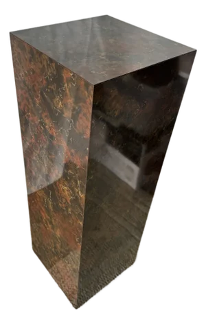 Mid-Century Modern Faux Burl Wood Milo Baughman Style Column Pedestal Display Stand Plinth