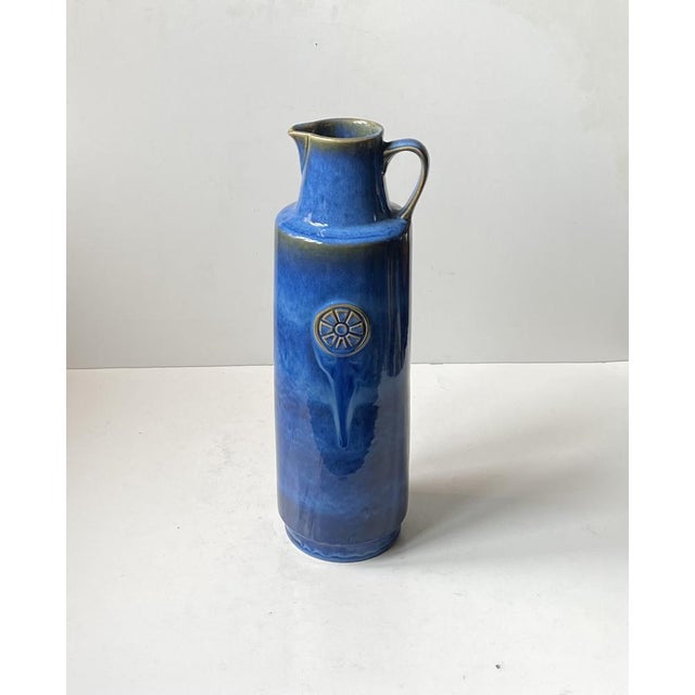 1960s Blue Northern Light Floor Vase in Stoneware by Maria Philippi for Søholm, 1960s For Sale - Image 5 of 9