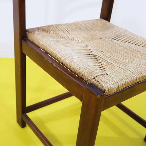 2000 - 2009 Vintage Brown Wooden Chair with Woven Straw Seat For Sale - Image 5 of 9